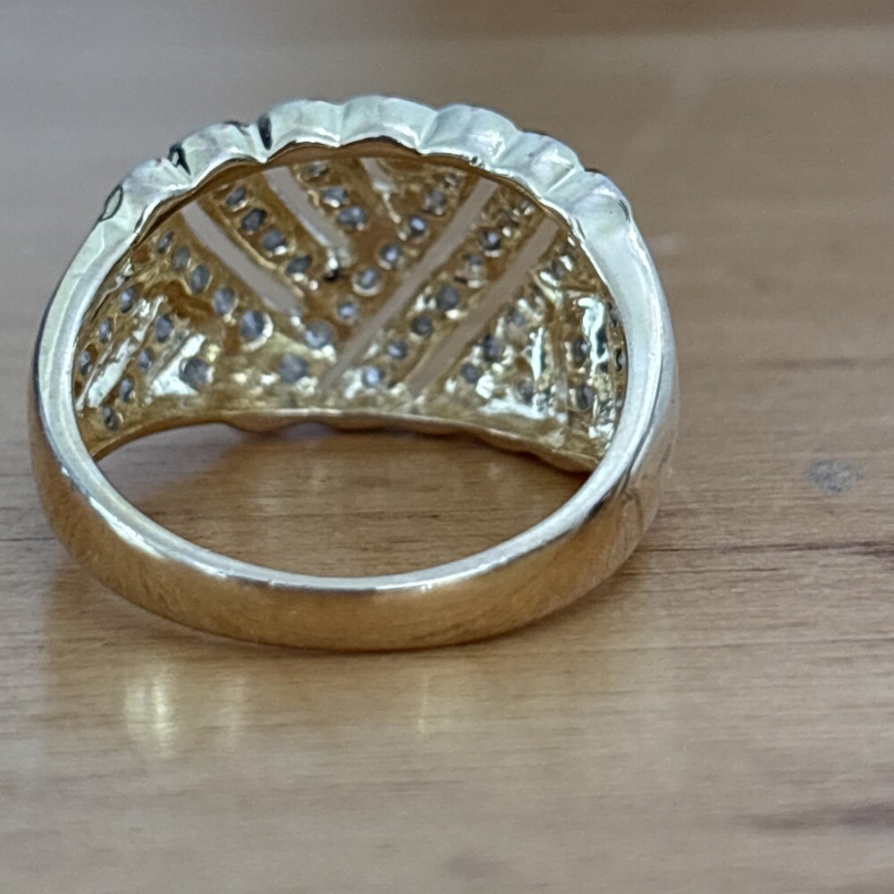 1/2 tcw Gold over Sterling Silver Genuine Diamond Dome Ring Channel Set Size 7 - Picture 9 of 13